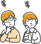 考え込む男女のイラスト