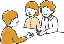 スタッフが相談に応じている様子のイラスト
